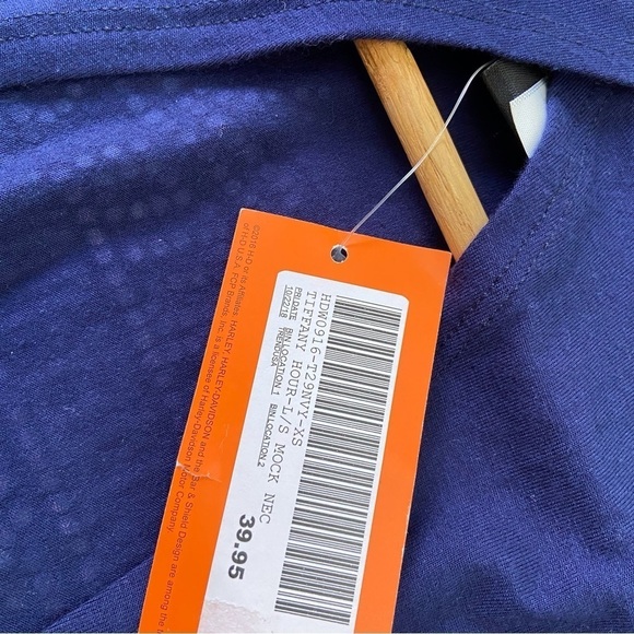 HARLEY-DAVIDSON top sequin lightweight open back long sleeves blue bikercore - Picture 6 of 14